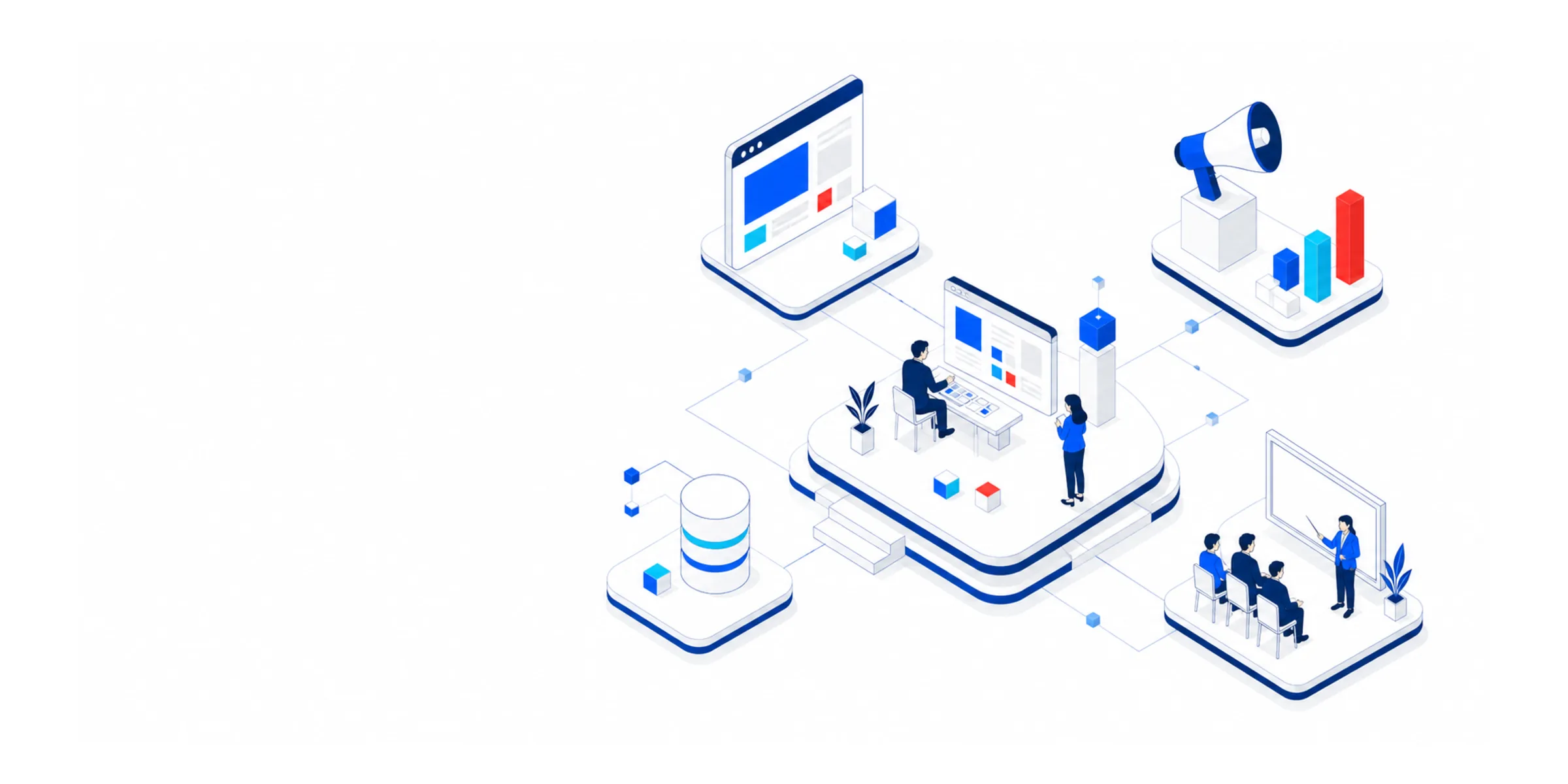 Web制作・集客・CRM・AI活用をつなぐ事業基盤の図解